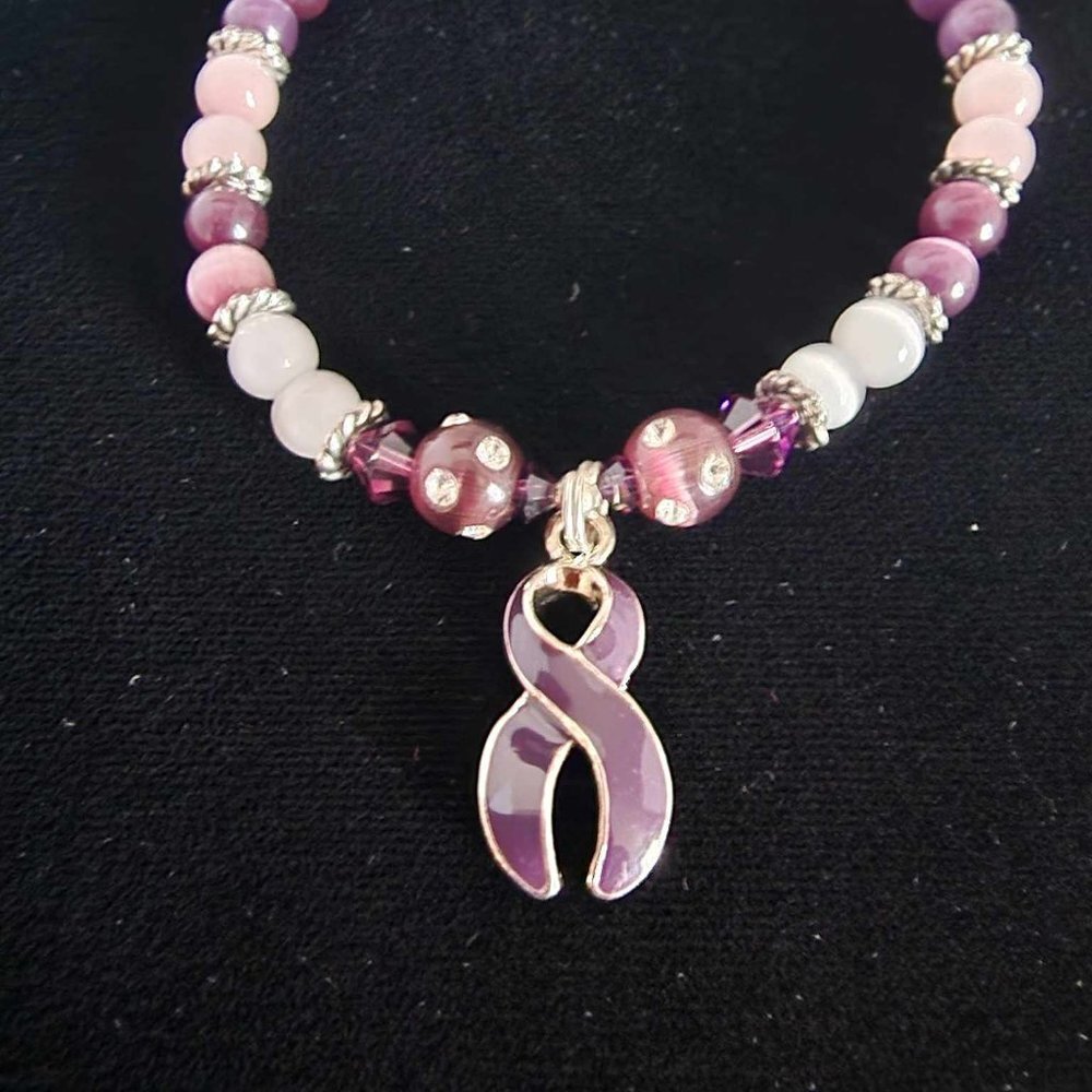 Purple/Violet Awareness Ribbon Bracelet #18 - Picture 2 of 2